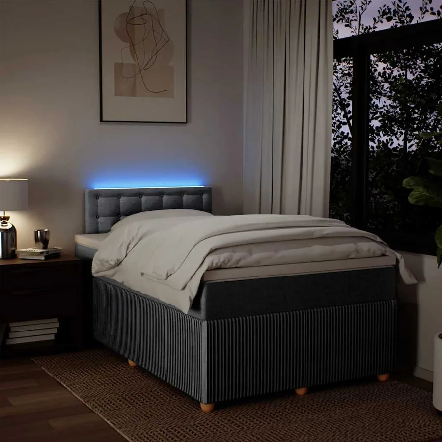 Sommier à lattes de lit avec matelas Gris clair 120x200cm Tissu - 5