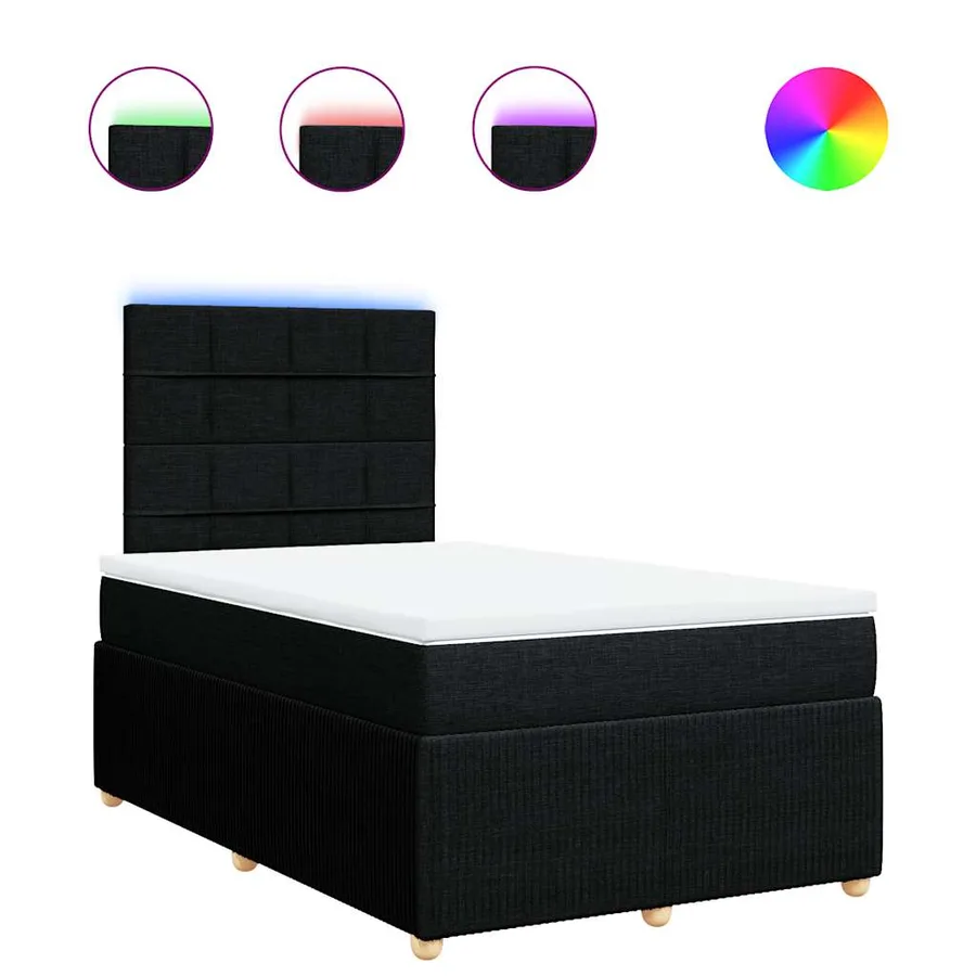 Sommier à lattes de lit avec matelas Noir 120x200 cm Tissu - 2