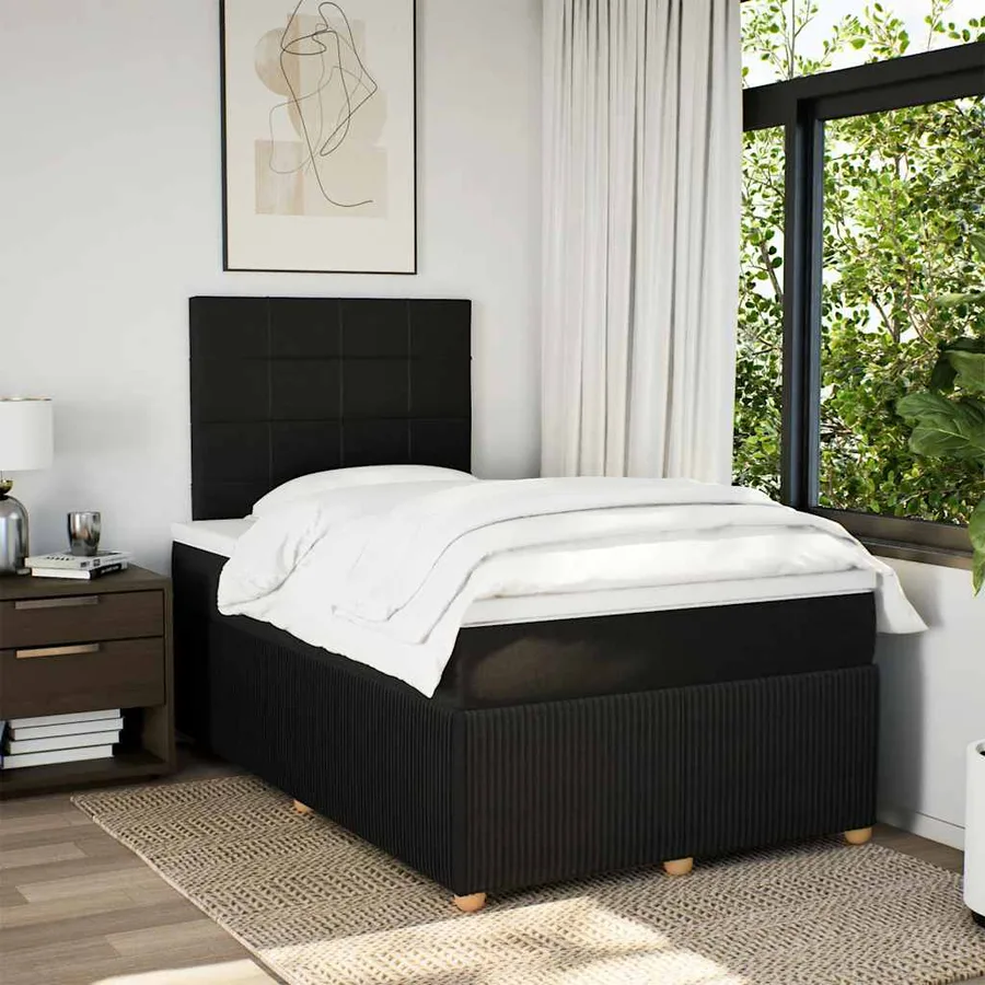 Sommier à lattes de lit avec matelas Noir 120x200 cm Tissu - 4