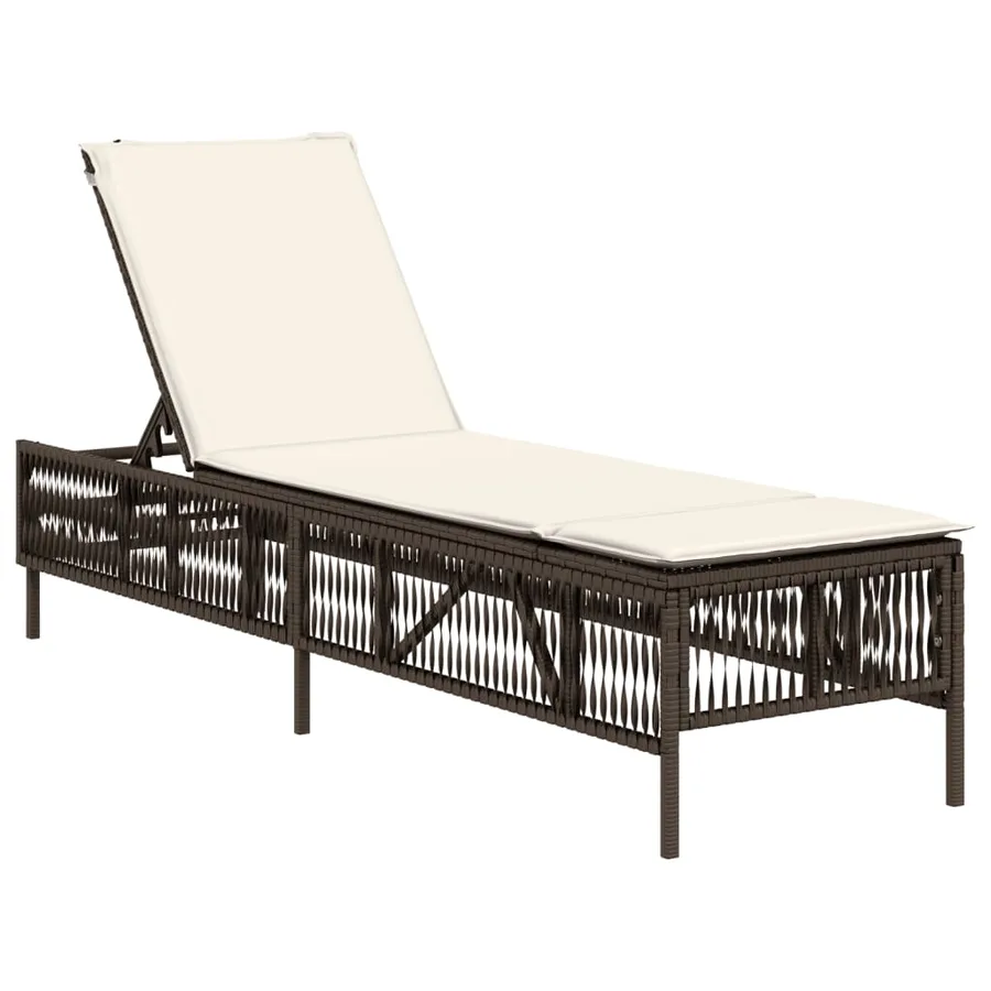 Chaise longue avec coussin marron résine tressée - 2