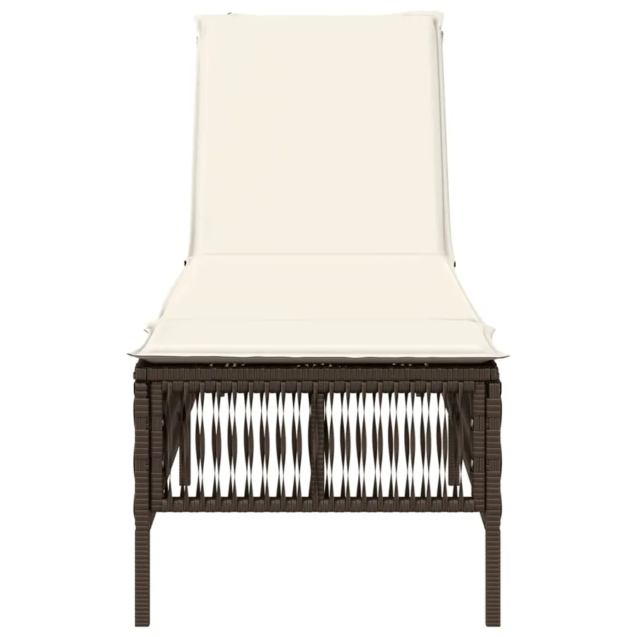 Chaise longue avec coussin marron résine tressée - 4