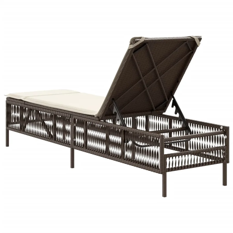 Chaise longue avec coussin marron résine tressée - 6