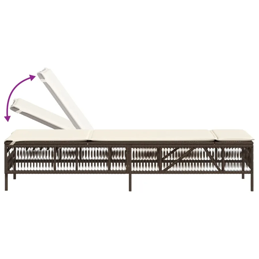 Chaise longue avec coussin marron résine tressée - 7