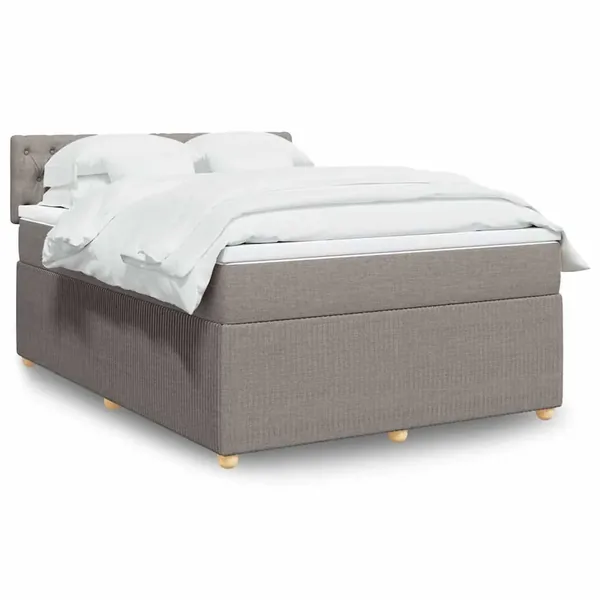 Sommier à lattes de lit avec matelas Taupe 140x190 cm Tissu