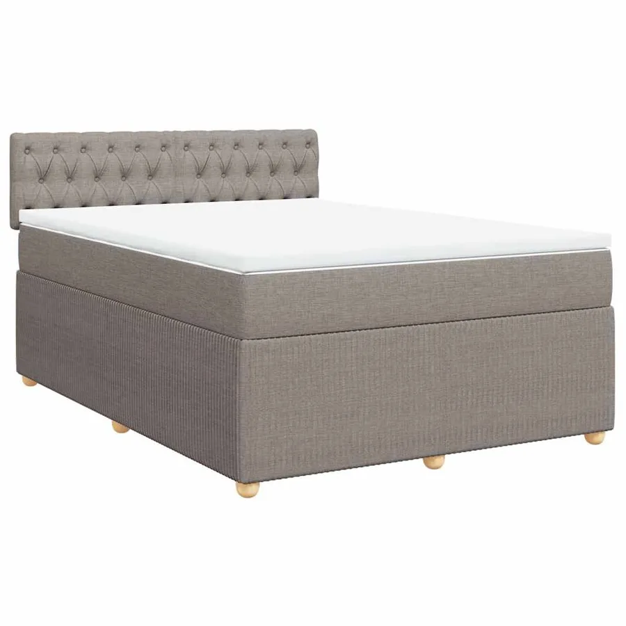 Sommier à lattes de lit avec matelas Taupe 140x190 cm Tissu - 2