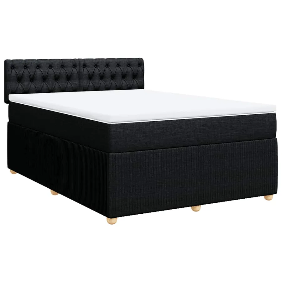 Sommier à lattes de lit avec matelas Noir 140x200 cm Tissu - 2
