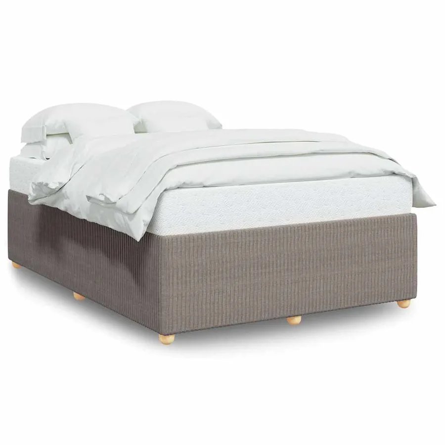 Cadre de lit sans matelas taupe 140x190 cm tissu - 2