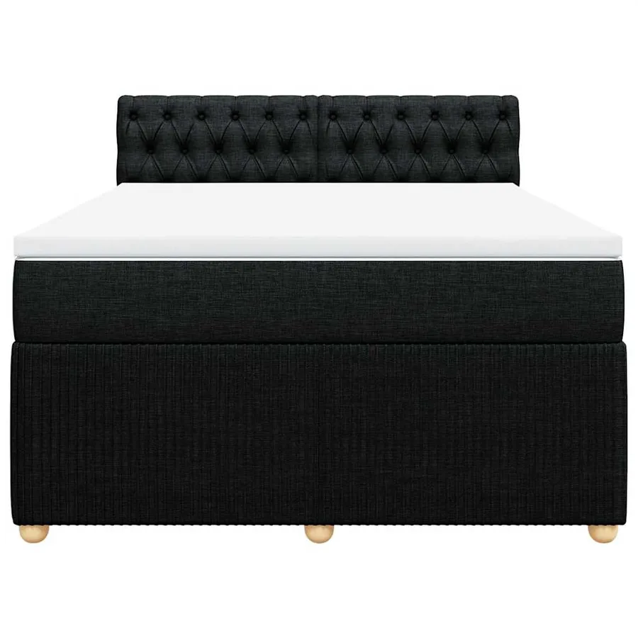 Sommier à lattes de lit avec matelas Noir 140x190 cm Tissu - 4