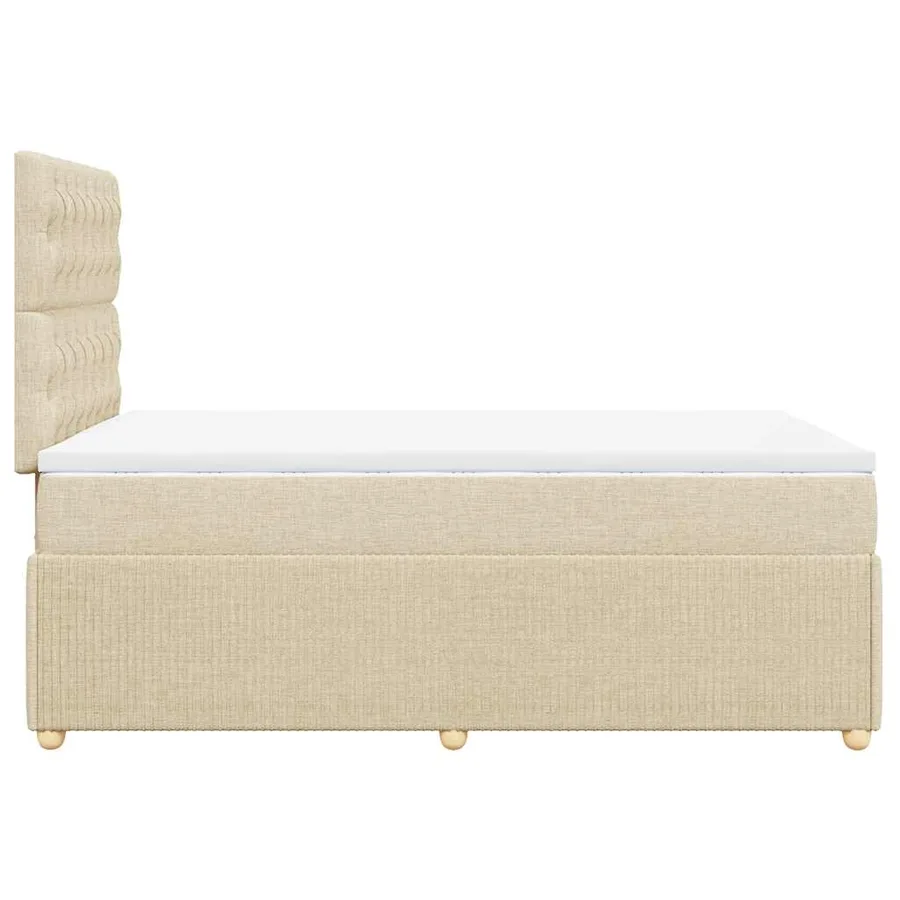 Sommier à lattes de lit avec matelas Crème 120x200 cm Tissu - 5
