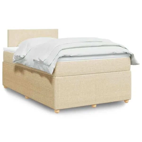 Sommier à lattes de lit avec matelas Crème 120x200 cm Tissu