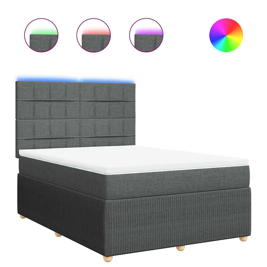 Sommier à lattes de lit avec matelas Gris foncé 140x190cm Tissu - 2