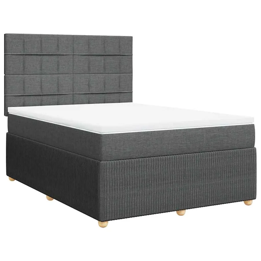 Sommier à lattes de lit avec matelas Gris foncé 140x190cm Tissu - 3