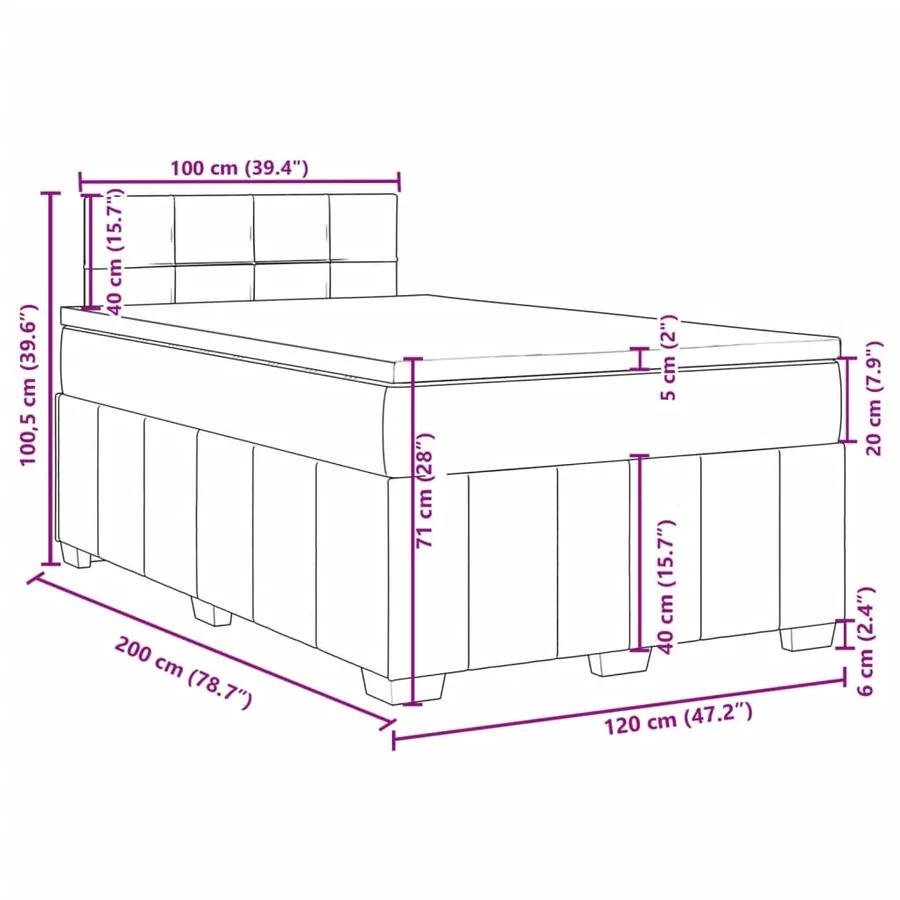 Sommier à lattes de lit avec matelas Gris clair 120x200cm Tissu - 18