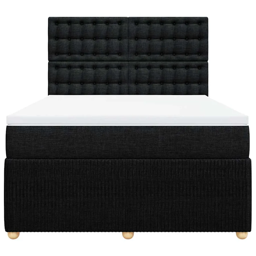 Sommier à lattes de lit avec matelas Noir 140x190 cm Tissu - 6