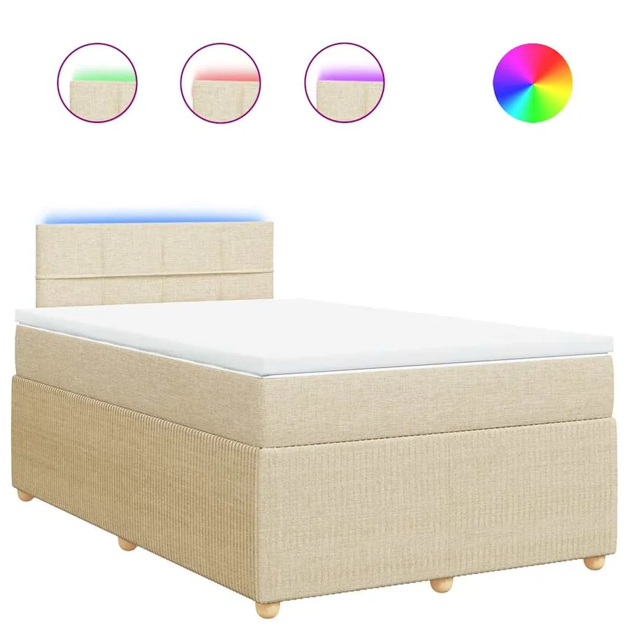 Sommier à lattes de lit avec matelas Crème 120x200 cm Tissu - 2