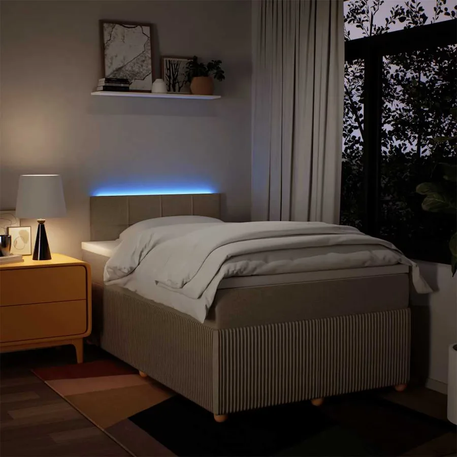Sommier à lattes de lit avec matelas Crème 120x200 cm Tissu - 5