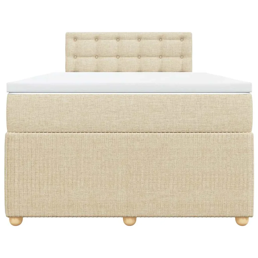 Sommier à lattes de lit avec matelas Crème 120x200 cm Tissu - 6