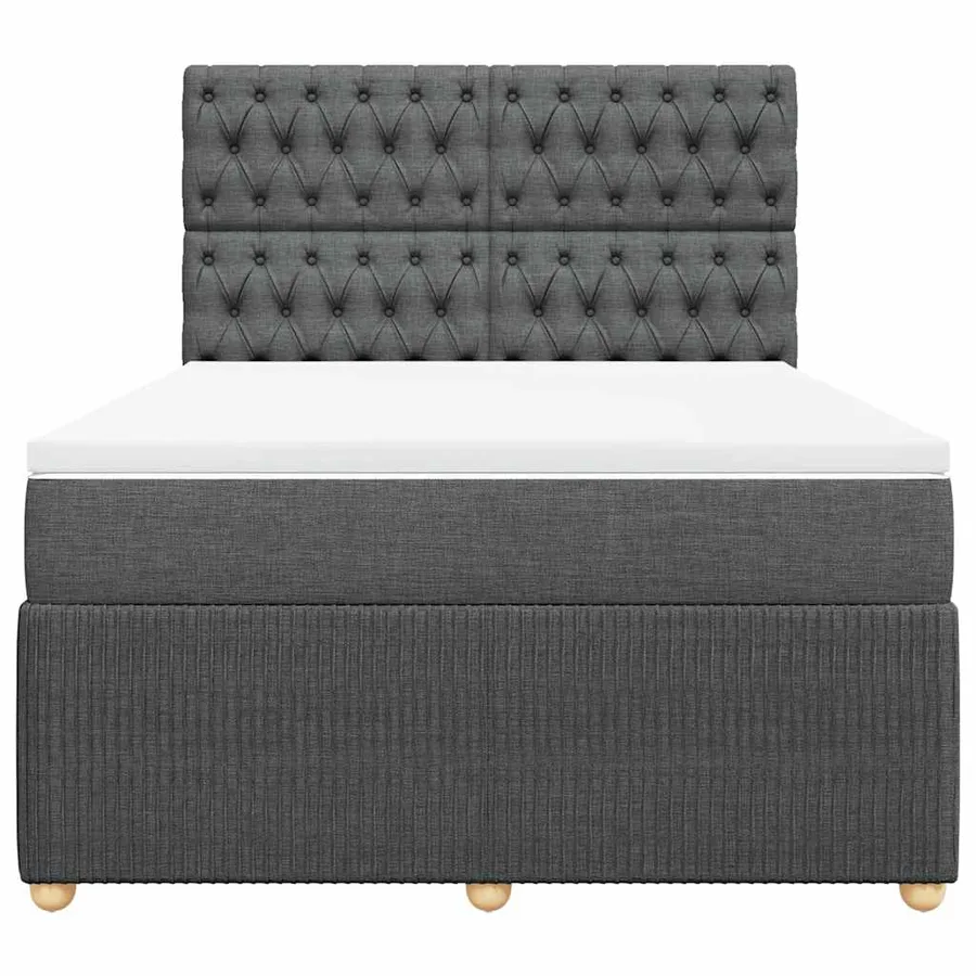 Sommier à lattes de lit avec matelas Gris foncé 140x190cm Tissu - 6
