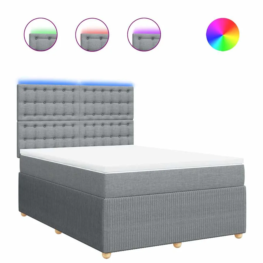 Sommier à lattes de lit avec matelas Gris clair 140x190cm Tissu - 2