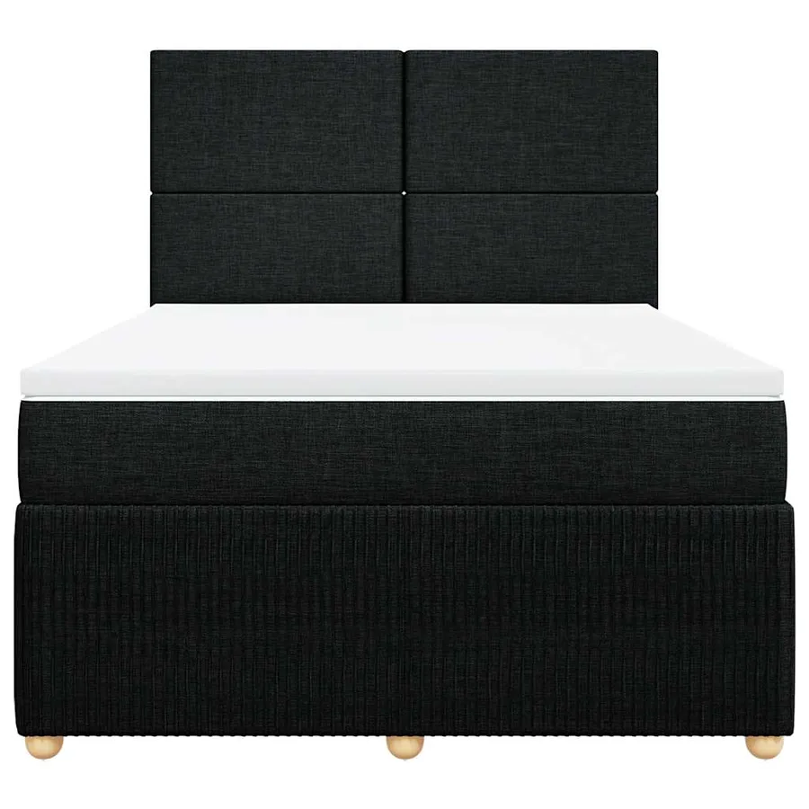 Sommier à lattes de lit avec matelas Noir 140x190 cm Tissu - 6