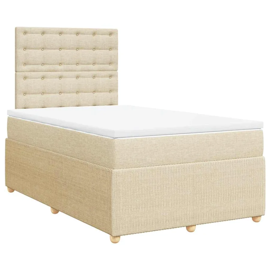 Sommier à lattes de lit avec matelas Crème 120x200 cm Tissu - 2