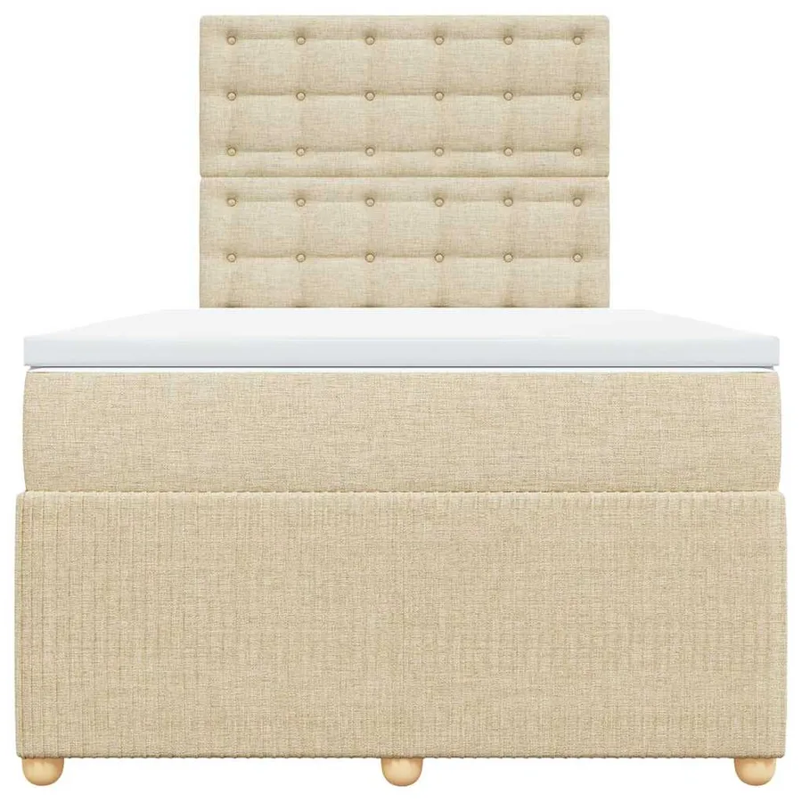 Sommier à lattes de lit avec matelas Crème 120x200 cm Tissu - 4