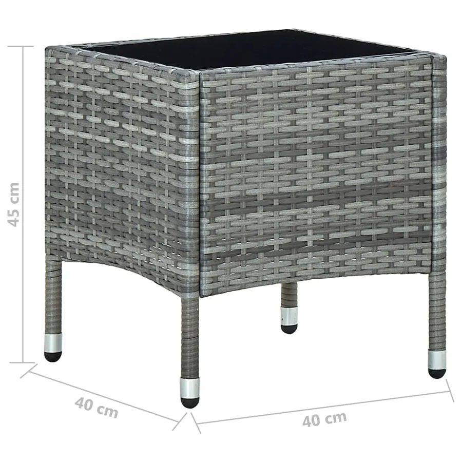 Table de jardin Gris 40x40x45 cm Résine tressée - 5