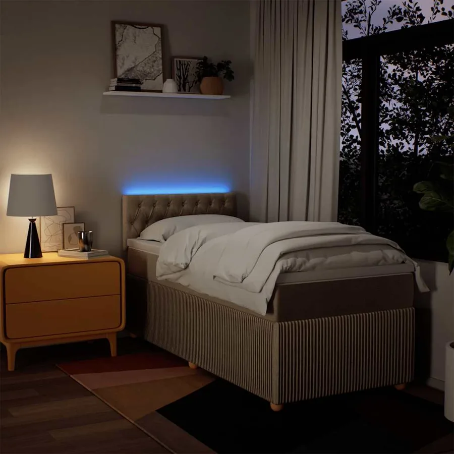 Sommier à lattes de lit avec matelas Crème 80x200 cm Tissu - 5