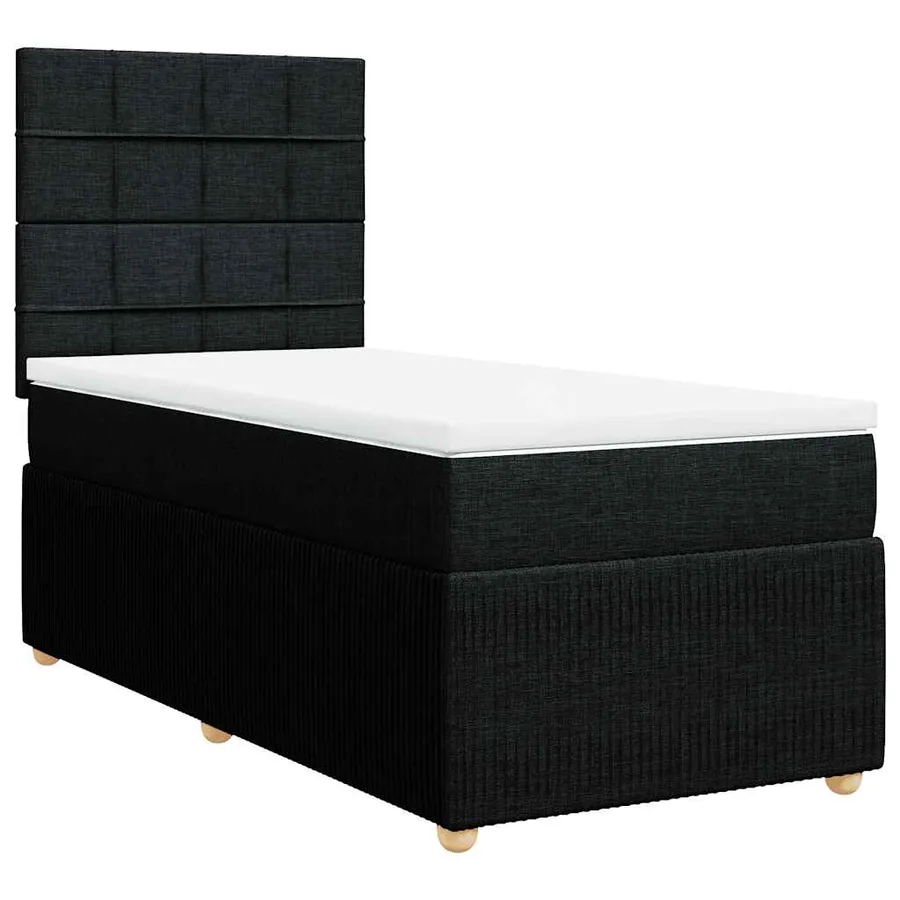 Sommier à lattes de lit et matelas Noir 80x200 cm Tissu - 3