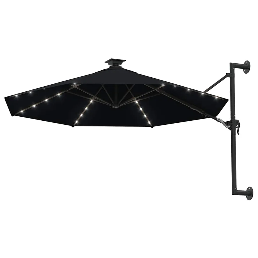 Parasol mural de jardin avec LED 300 cm noir - 2