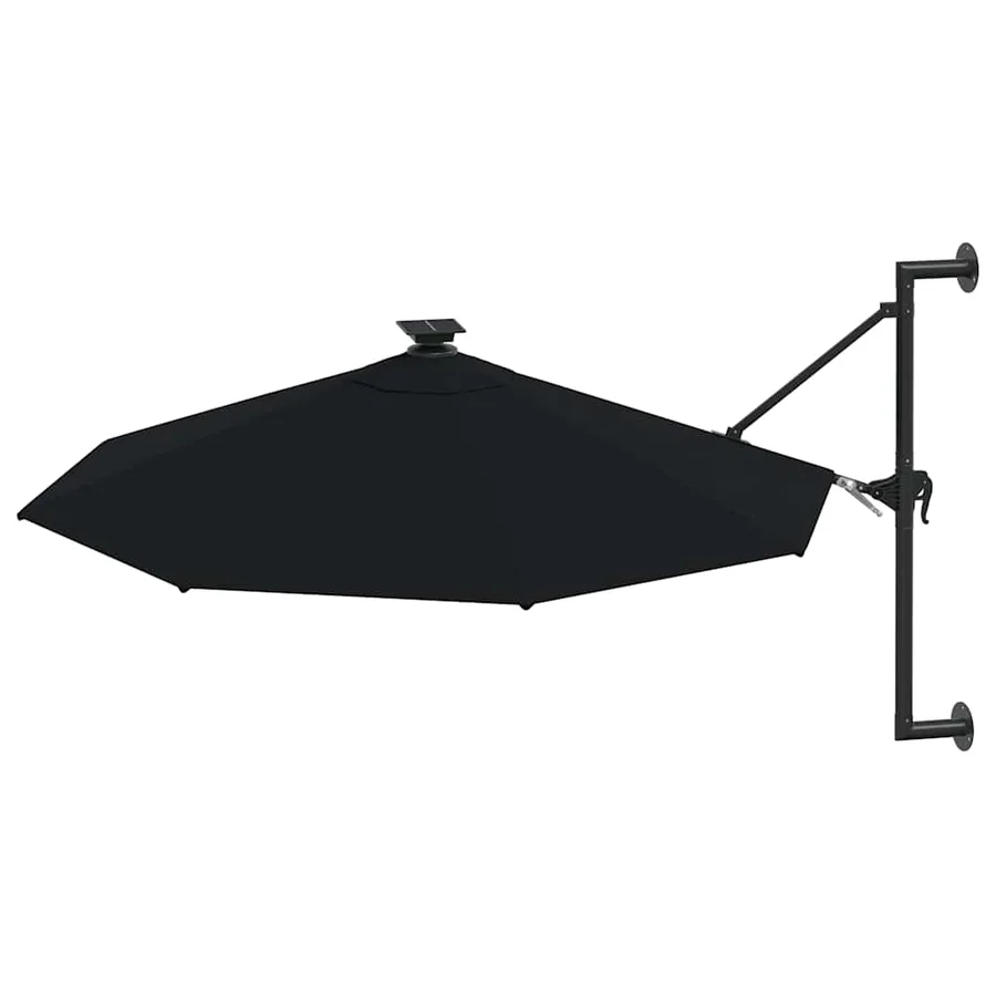 Parasol mural de jardin avec LED 300 cm noir - 3