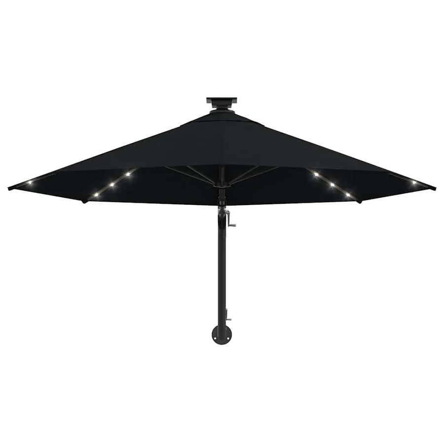 Parasol mural de jardin avec LED 300 cm noir - 4