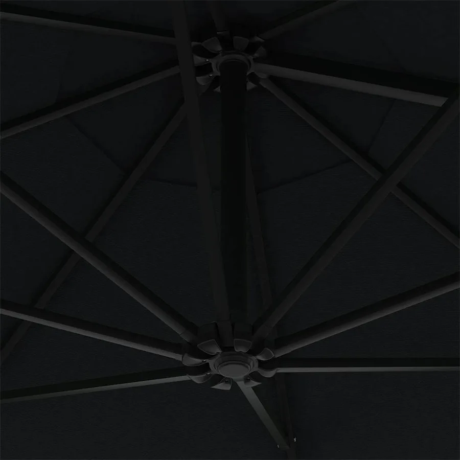 Parasol mural de jardin avec LED 300 cm noir - 8