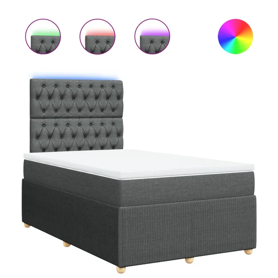 Sommier à lattes de lit avec matelas Gris foncé 120x200cm Tissu - 2