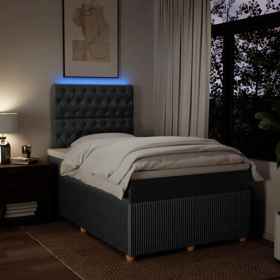 Sommier à lattes de lit avec matelas Gris foncé 120x200cm Tissu - 5
