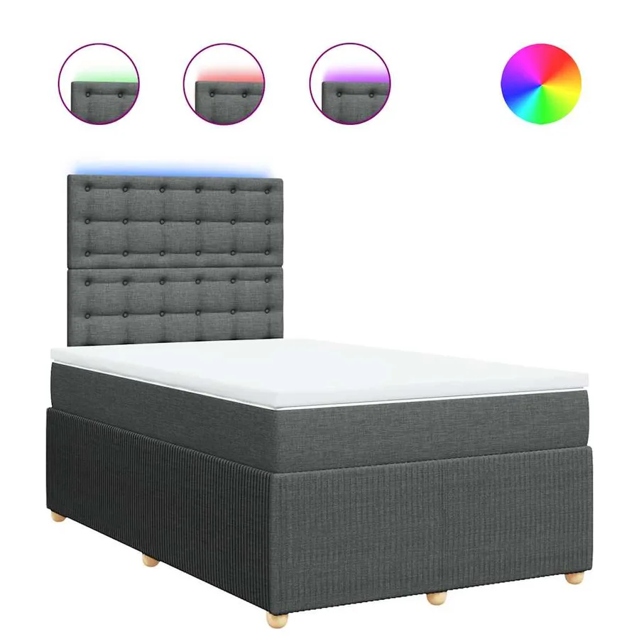 Sommier à lattes de lit avec matelas Gris foncé 120x200cm Tissu - 2