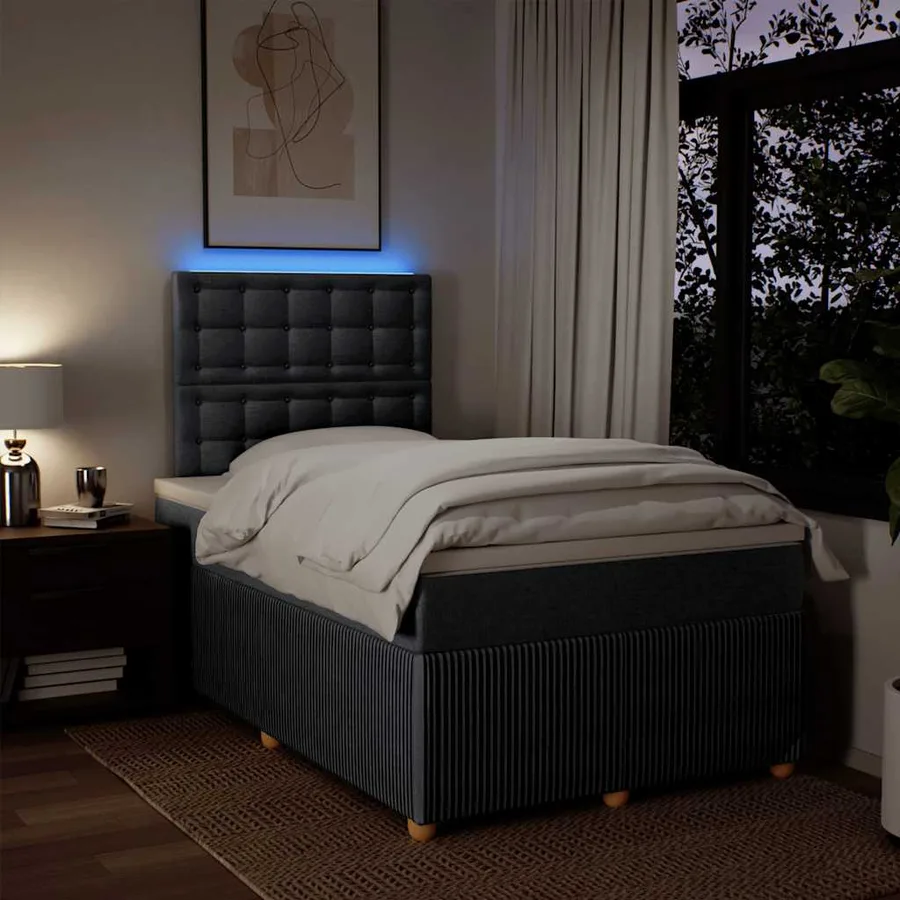 Sommier à lattes de lit avec matelas Gris foncé 120x200cm Tissu - 4