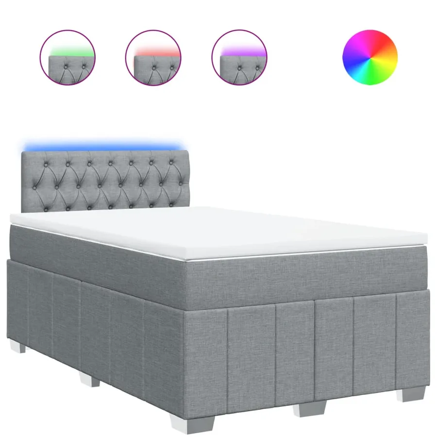 Sommier à lattes de lit avec matelas Gris clair 120x200cm Tissu - 2