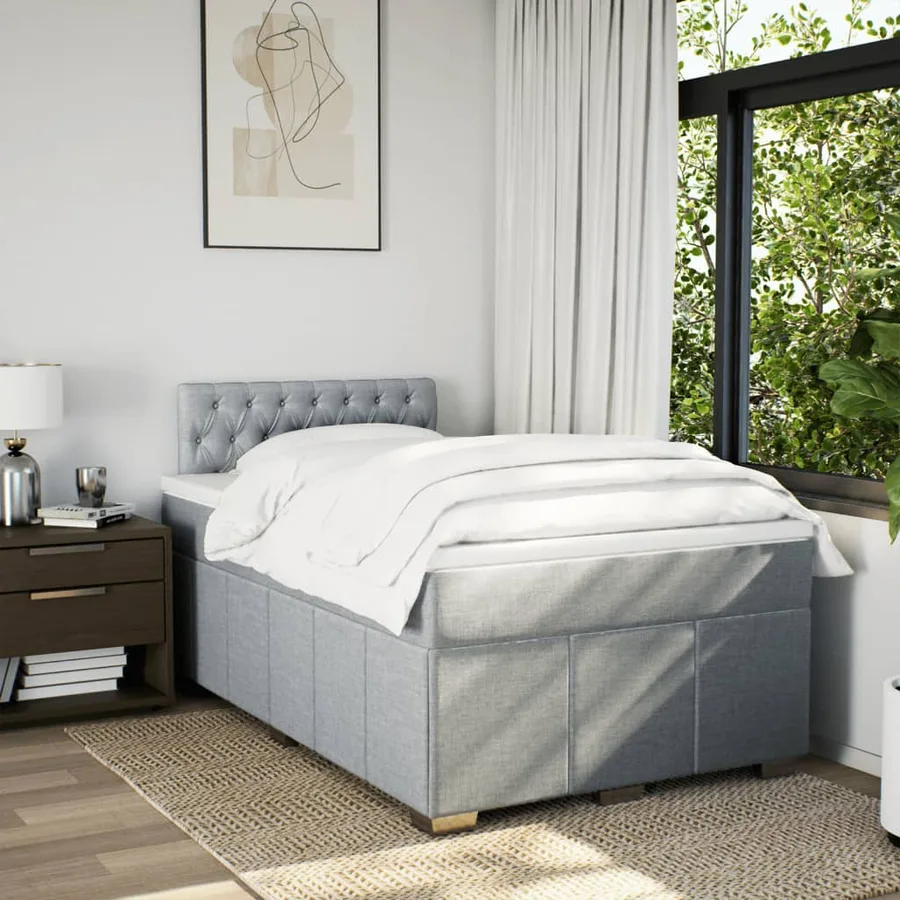 Sommier à lattes de lit avec matelas Gris clair 120x200cm Tissu - 4