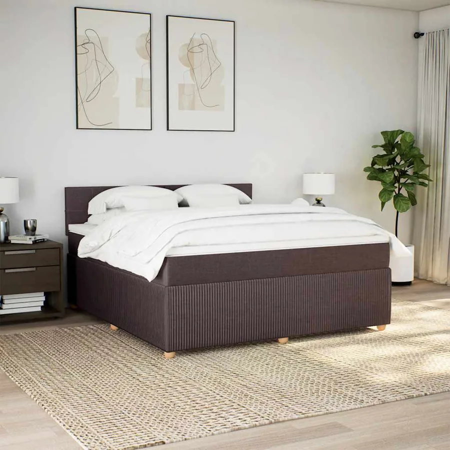 Sommier à lattes de lit avec matelas Marron foncé 180x200 cm - 4
