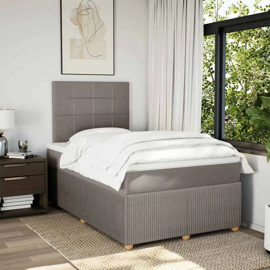 Sommier à lattes de lit avec matelas Taupe 120x200 cm Tissu - 5