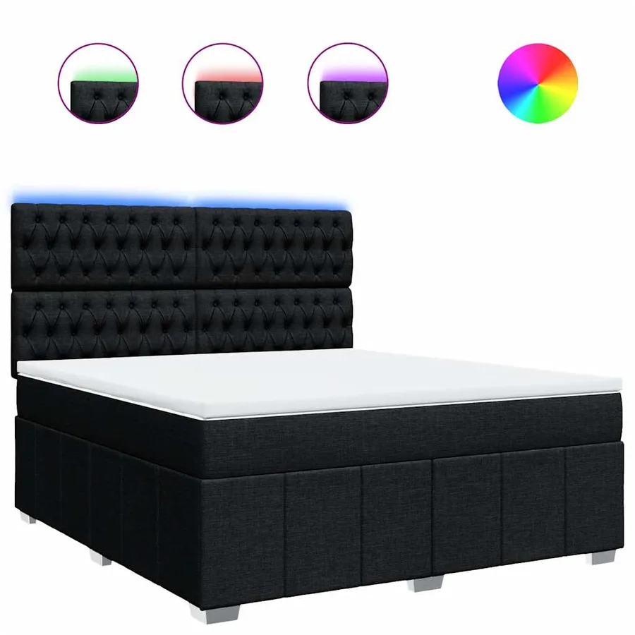 Sommier à lattes de lit avec matelas Noir 180x200 cm Tissu - 2