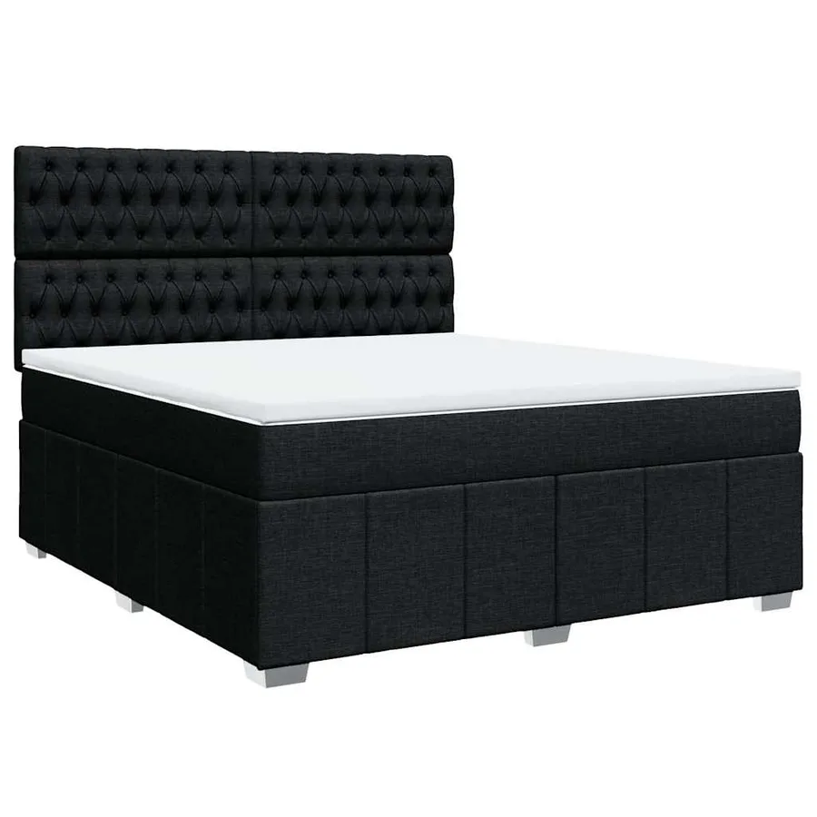 Sommier à lattes de lit avec matelas Noir 180x200 cm Tissu - 3