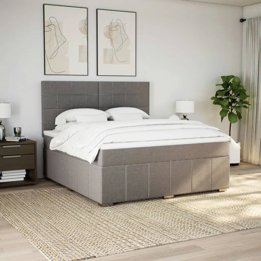 Sommier à lattes de lit avec matelas Taupe 180x200 cm Tissu - 3