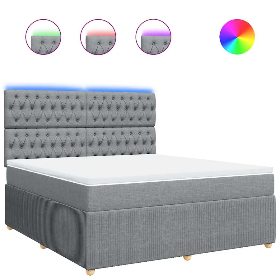 Sommier à lattes de lit avec matelas Gris clair 180x200cm Tissu - 2