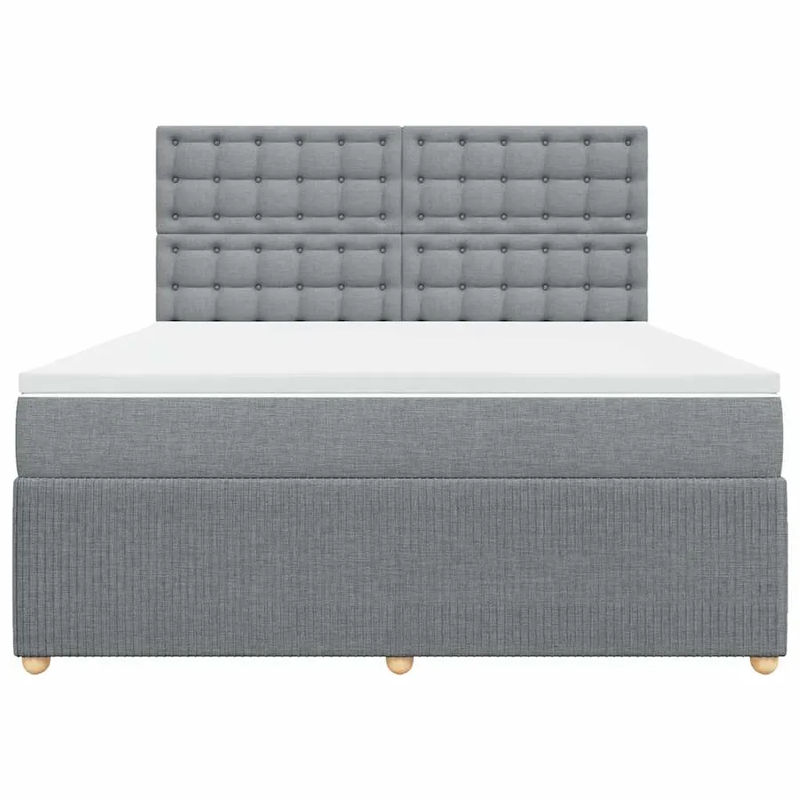 Sommier à lattes de lit avec matelas Gris clair 180x200cm Tissu - 6