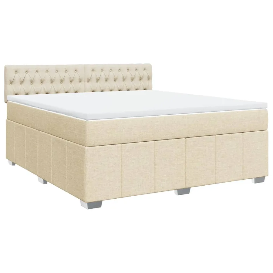 Sommier à lattes de lit avec matelas Crème 180x200 cm Tissu - 3