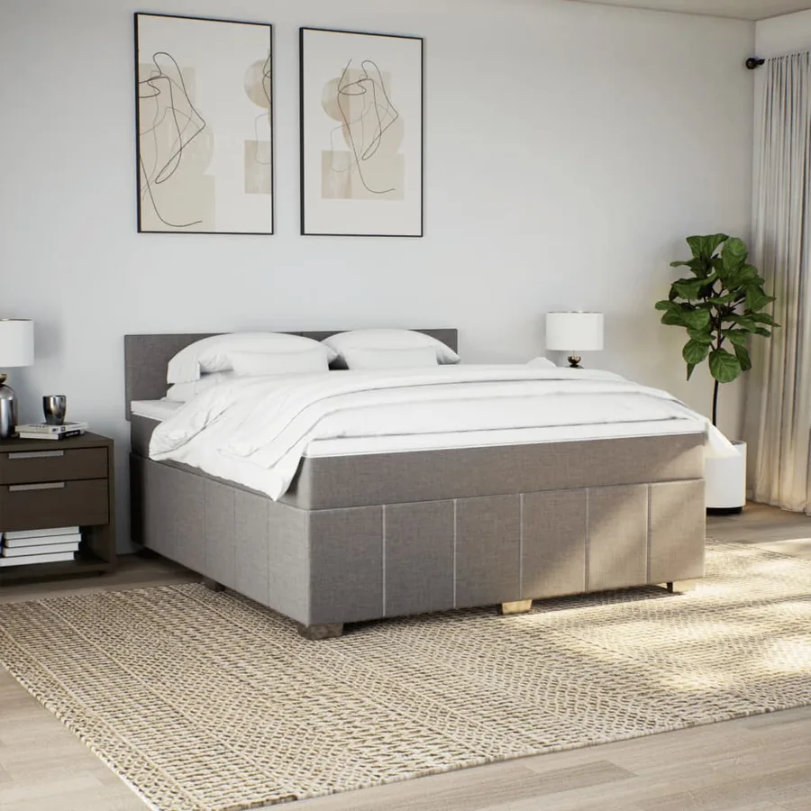 Sommier à lattes de lit avec matelas Taupe 180x200 cm Tissu - 4