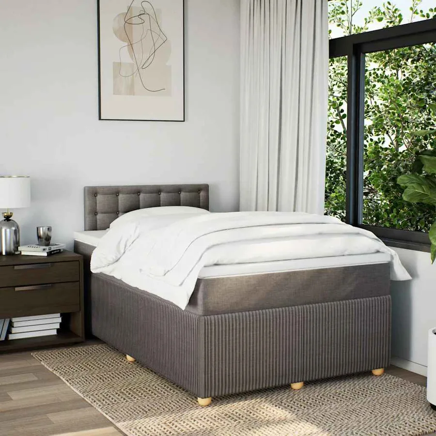 Sommier à lattes de lit avec matelas Taupe 120x200 cm Tissu - 3