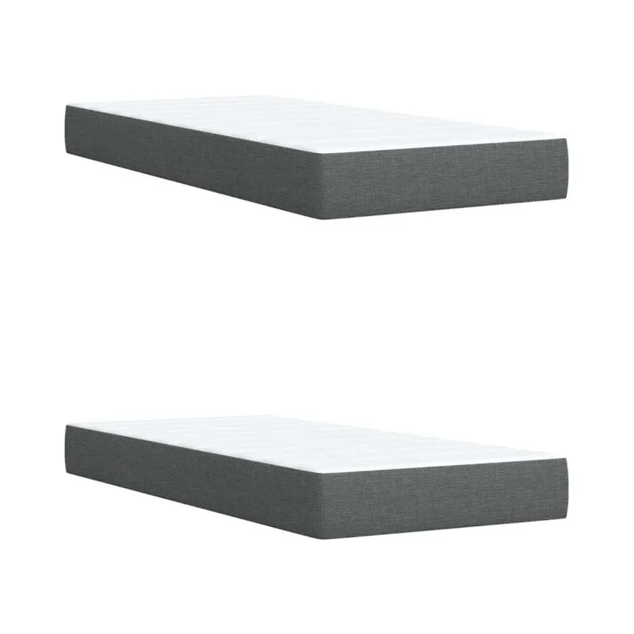Sommier à lattes de lit avec matelas Gris foncé 200x200cm Tissu - 10